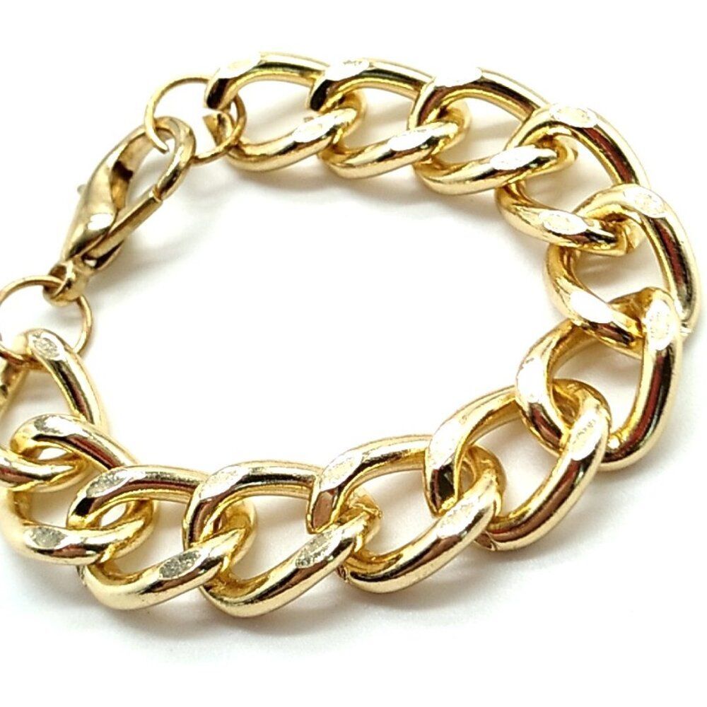 Gold-tone Curb Link Chain Bracelet